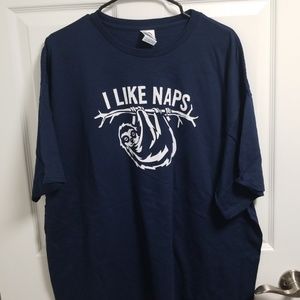 Navy Sloth Naps Novelty Graphic Tee NWOT Unisex